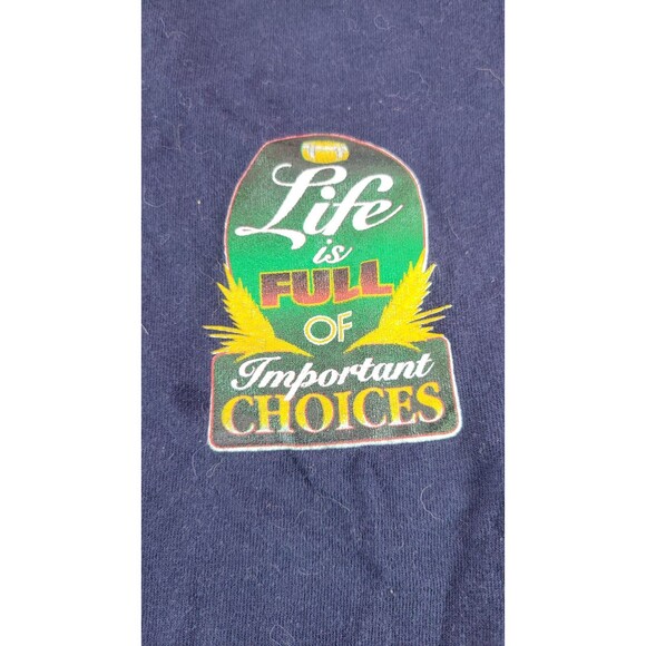 Vintage 1996 XL Gildan Beer Can Graphic T-Shirt "Important Choices" Navy Blue - Picture 12 of 12